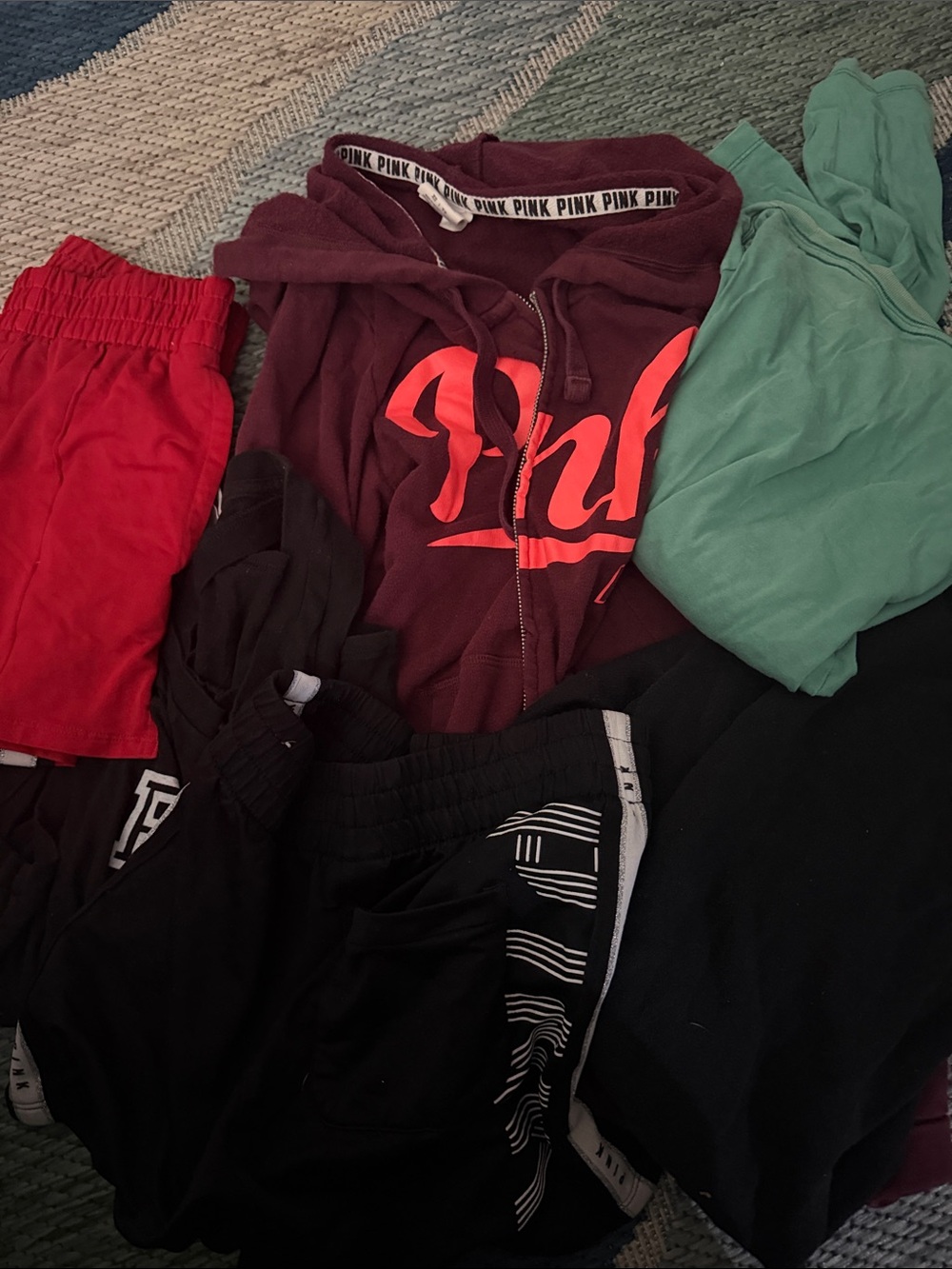 PINK Victoria's Secret Girls' Burgundy Logo Zip Hoodie - Mixed Colors